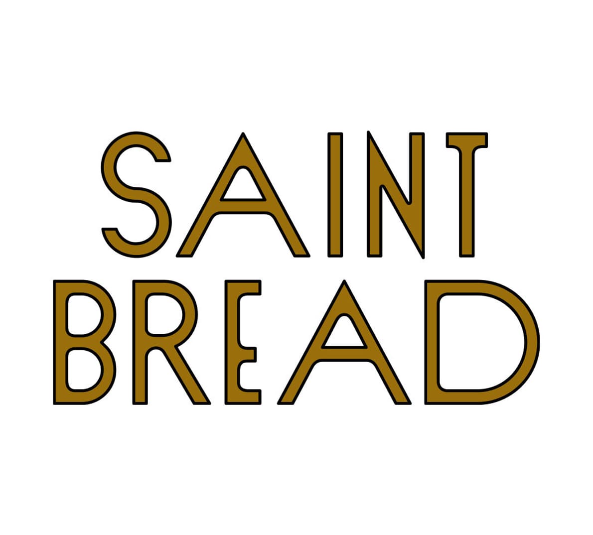 The Saint Bread logo stacked with a black outline and gold fill.
