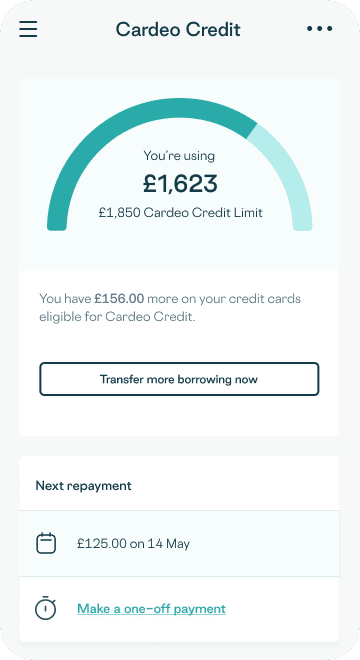 Cardeo Credit homescreen