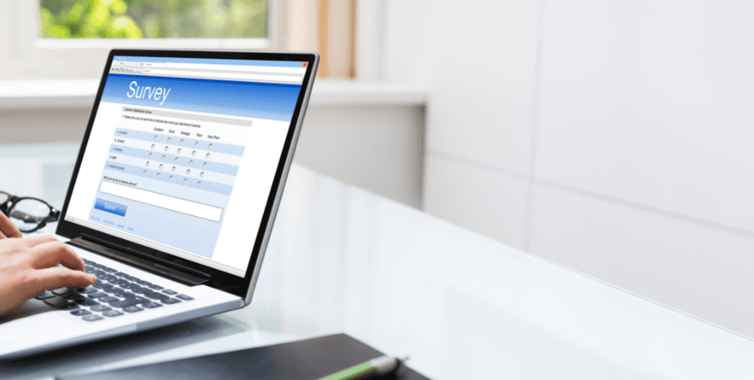 Someone doing a survey on a laptop
