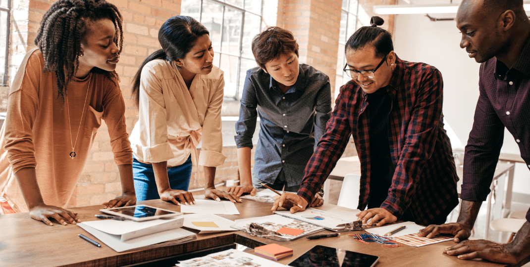 A team working in the office