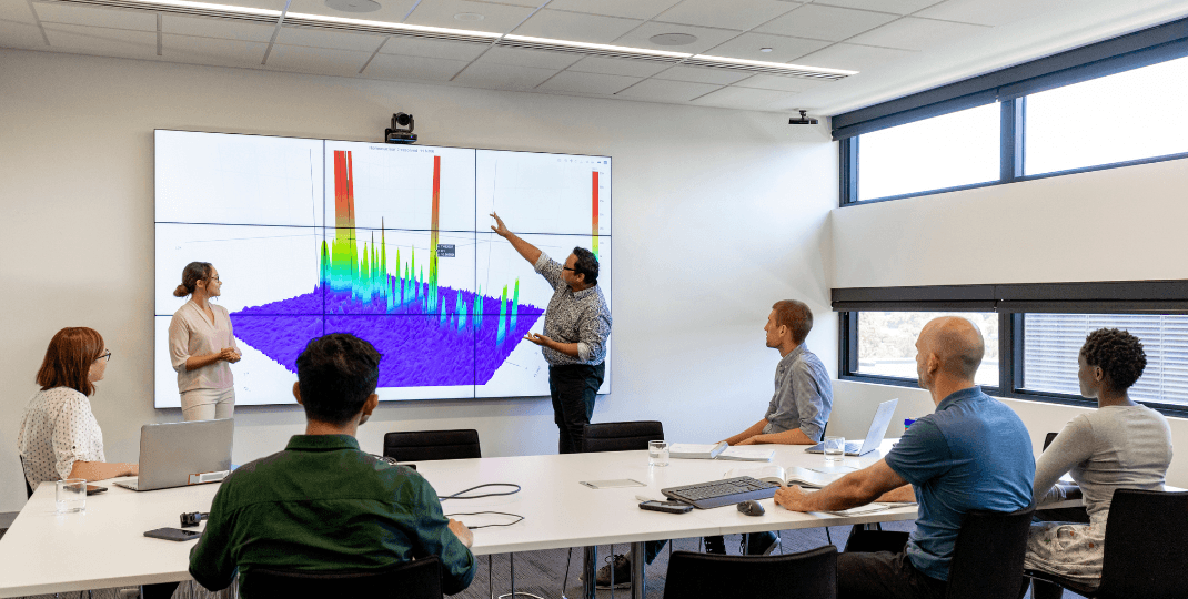 People in the office analyzing data