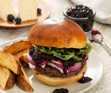 Loaded Brie Burger With Blueberry Ketchup