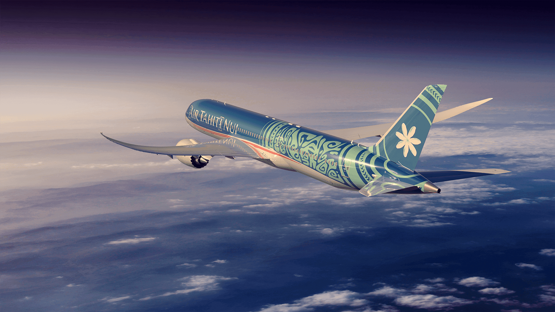 Air Tahiti Nui 787 Dreamliner flying through the sky