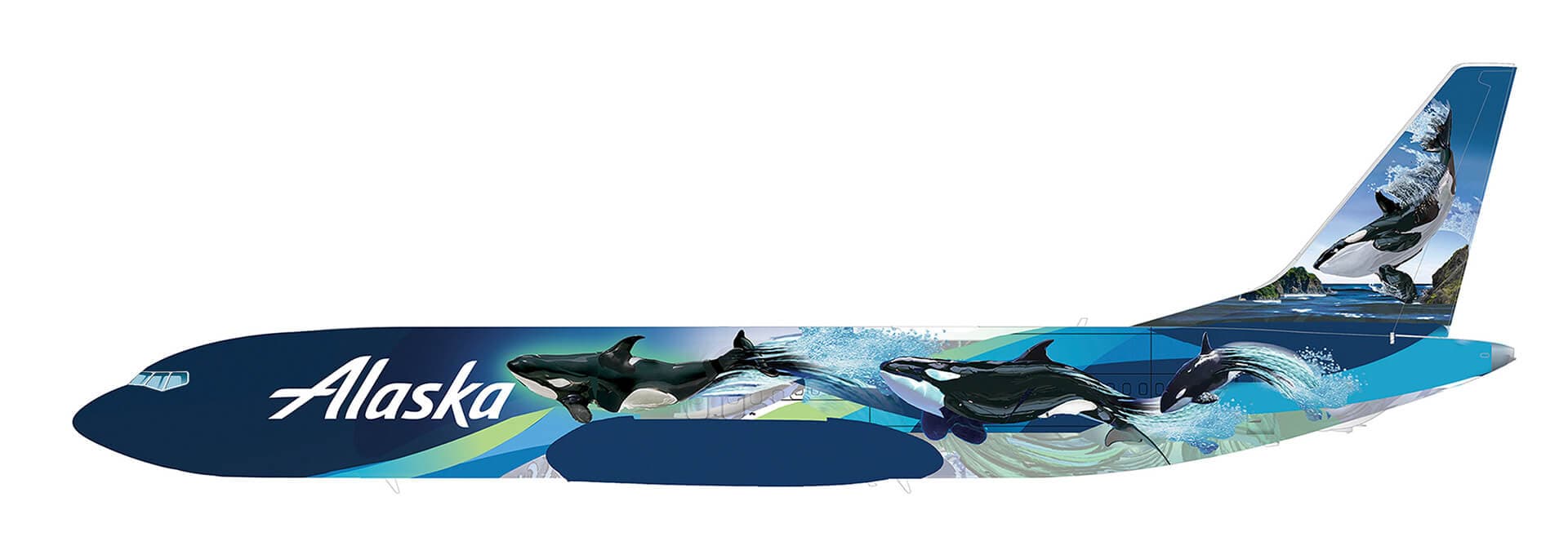 Alaska Airlines 737 orca livery design concept pacific northwest orcas