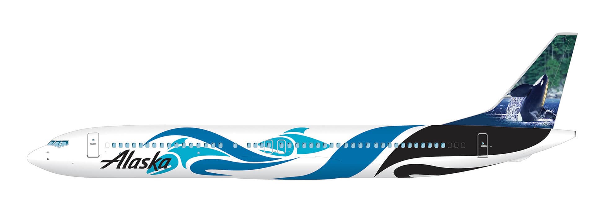 Alaska Airlines 737 orca livery design concept tribal