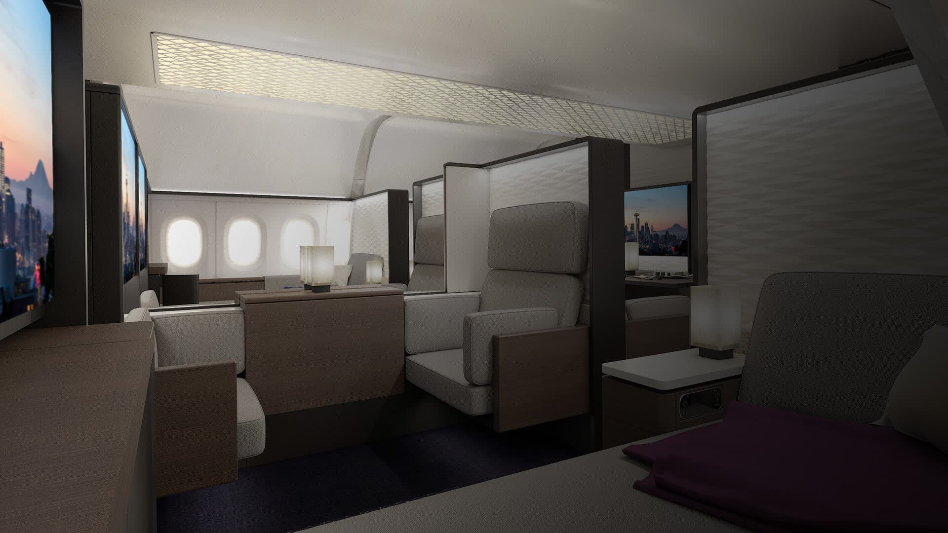 First Class passenger cabin experience concept