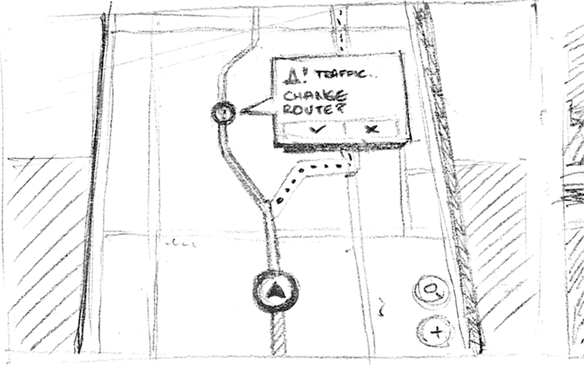 Sketch of route notification on display