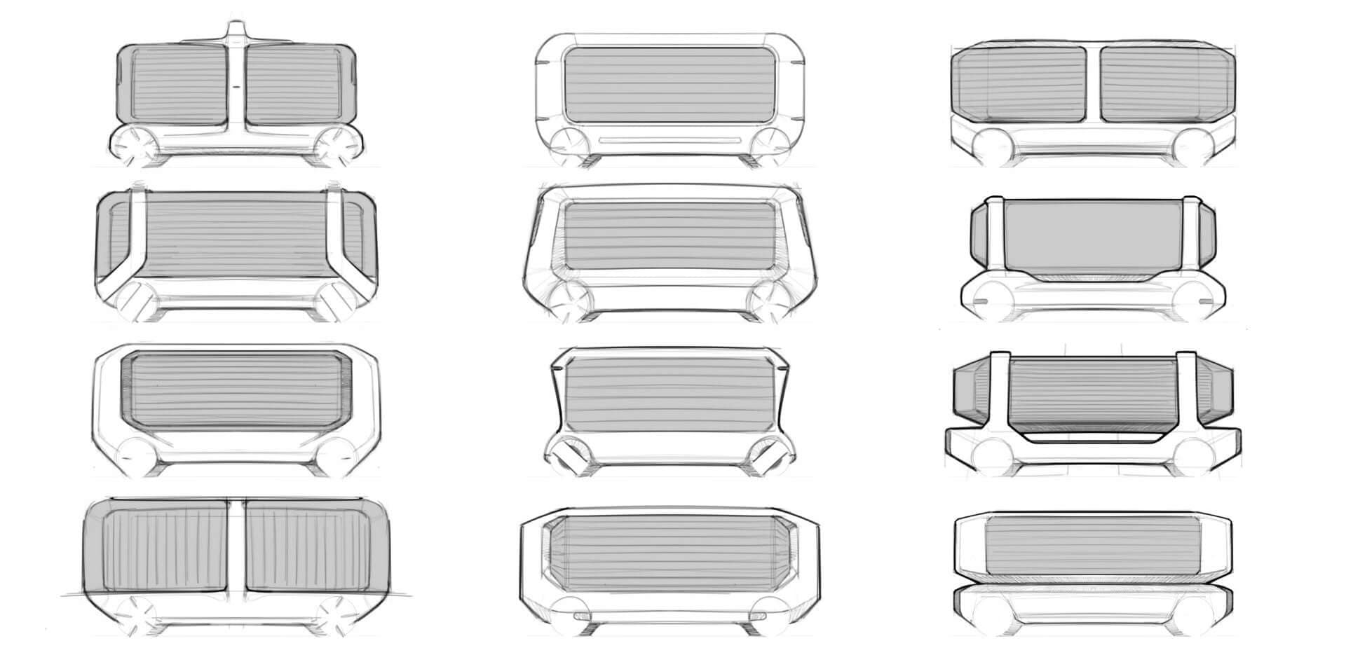 Conceptual sketches of autonomous delivery vehicles