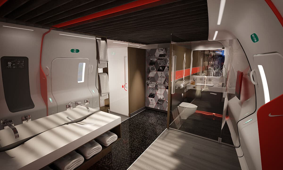 Modern luxury lavatory in spa area of airplane