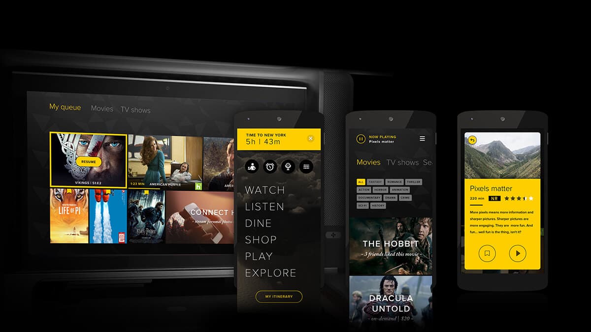 Airline app and inflight entertainment user interface movie selection