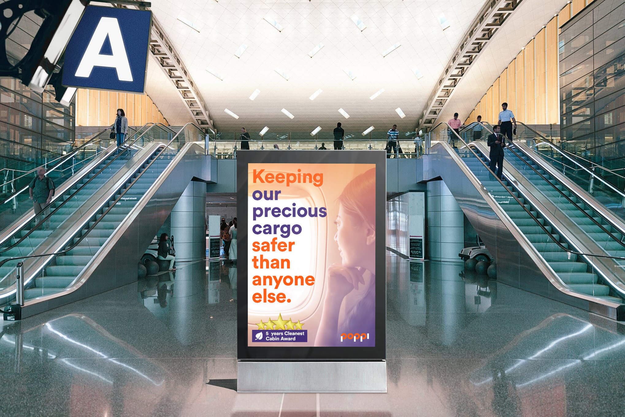 Advertisement in airport terminal