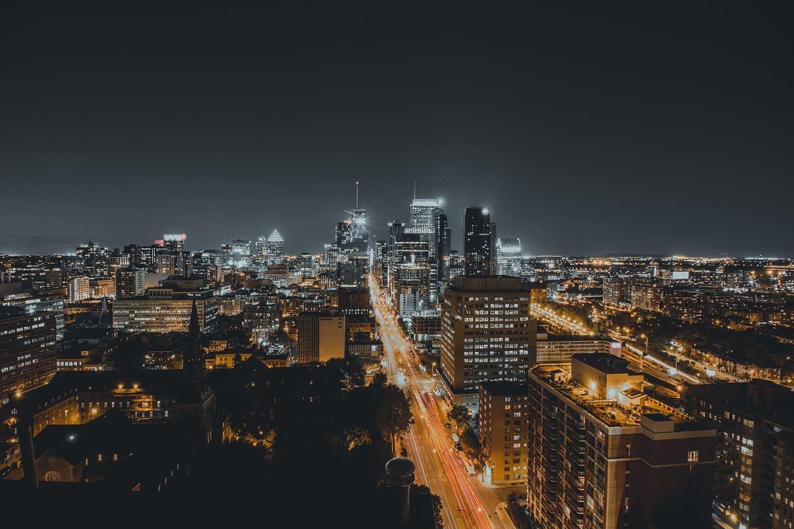 Future city at night