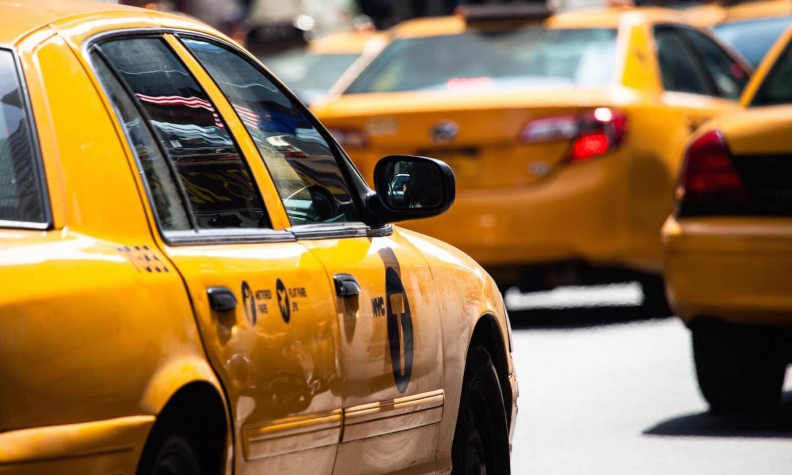 NYC yellow cabs in traffic