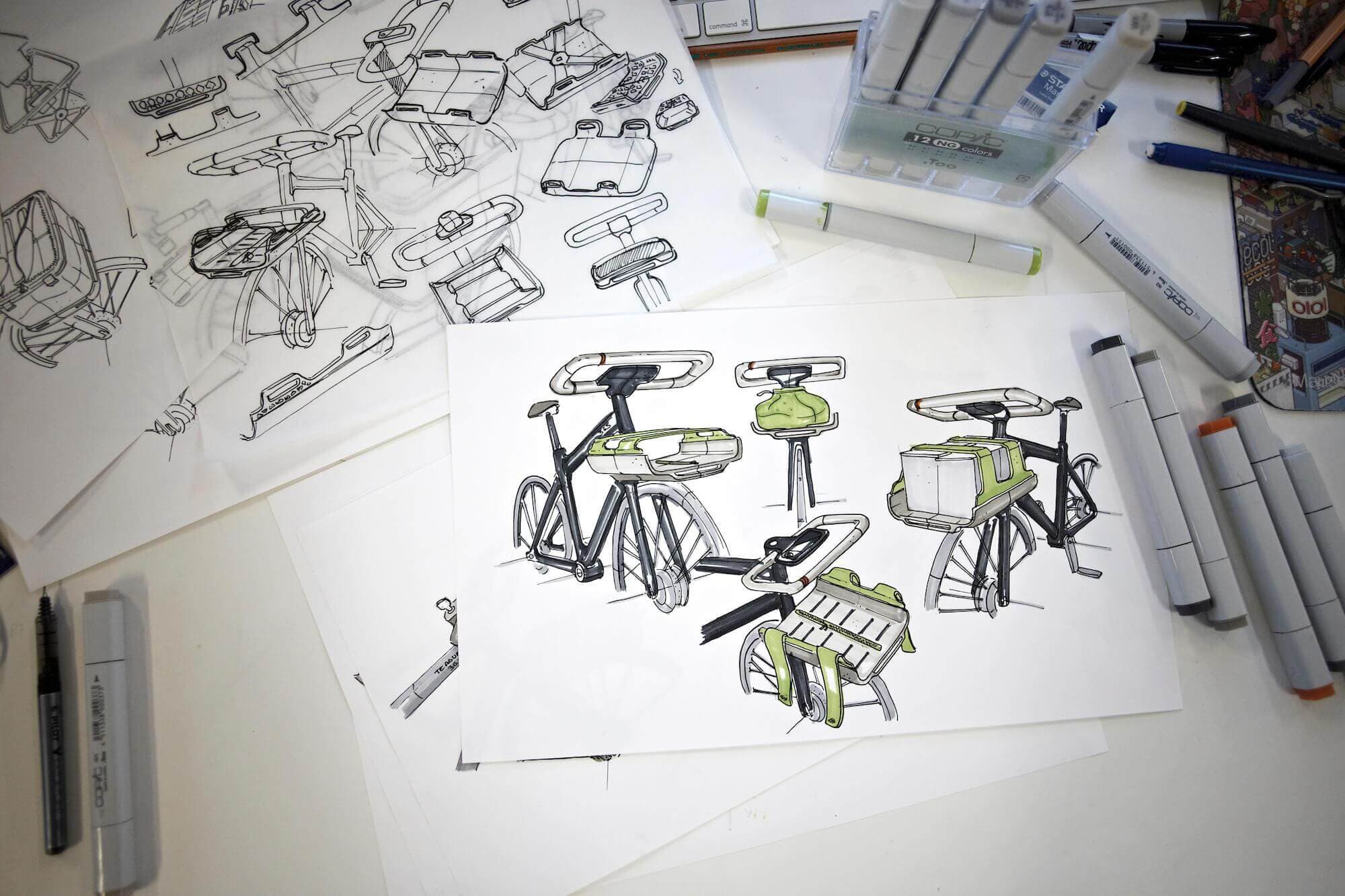 Sketches of Teague Denny bike concept