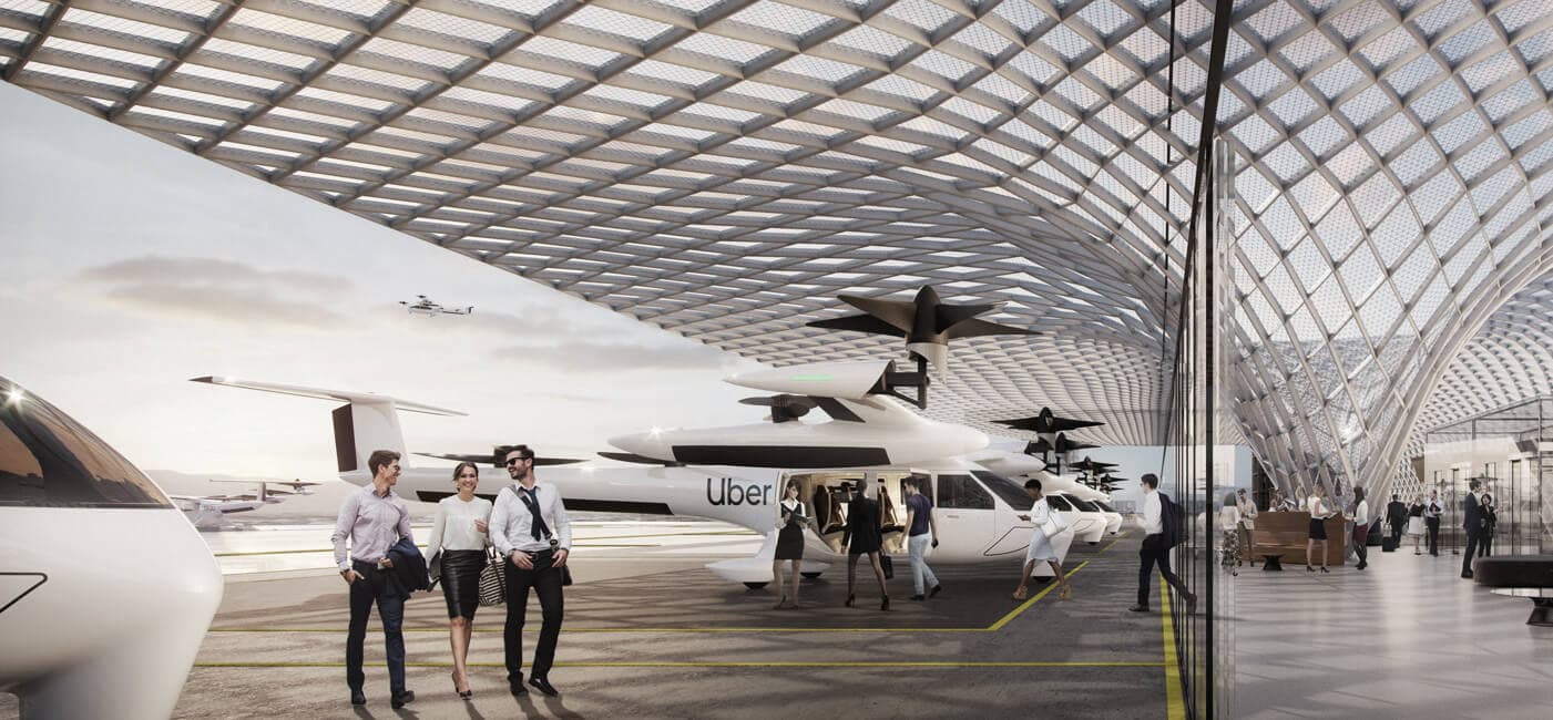 Uber conceptual vertiport for future autonomous flying taxis
