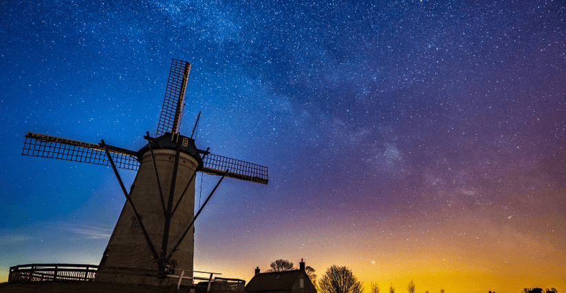 Stars by a windmill