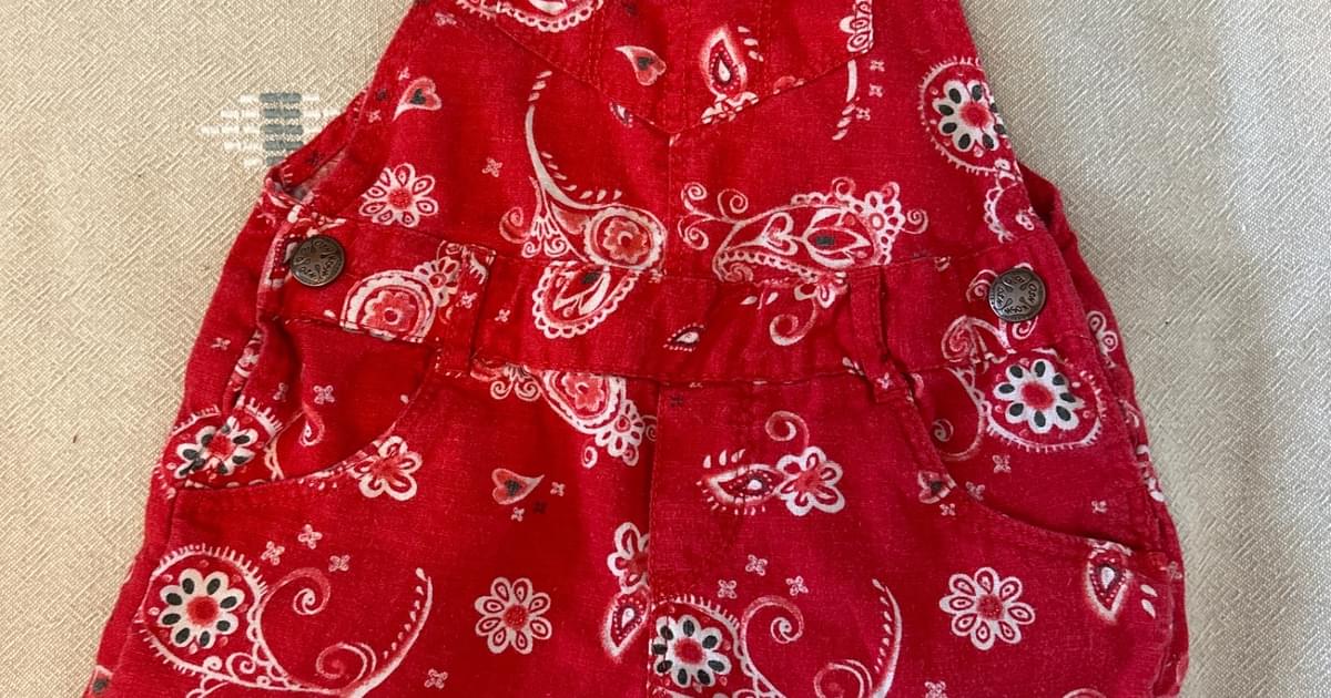 Red Bandana Pattern Overalls (2T) | Noihsaf Bazaar