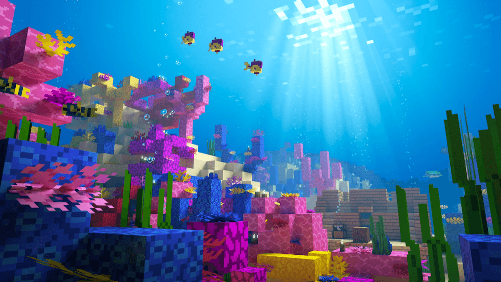 Wallpaper minecraft warm ocean 3840x2160