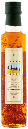 Olio d'Oliva extra vergine, Condimento al peperoncino Terra Verde: Olio d'Oliva extra vergine, Condimento al peperoncino