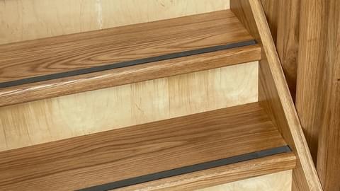 Oak stairs anti slip groove narrow