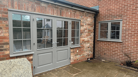 Timber French doors with side lights
