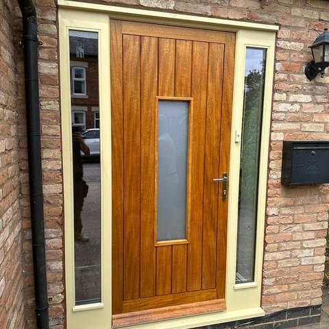 Secure Timber Door With Glazed Side Panels