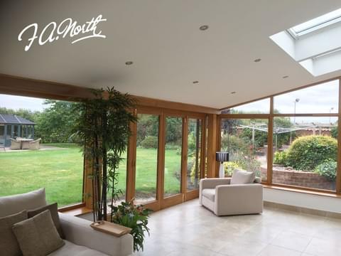 Timber conservatory with french doors