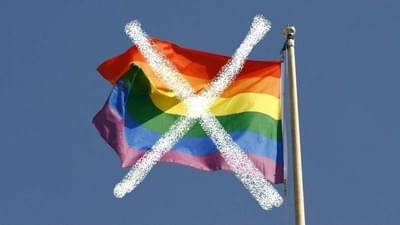 protest rainbow flag agenda of sin