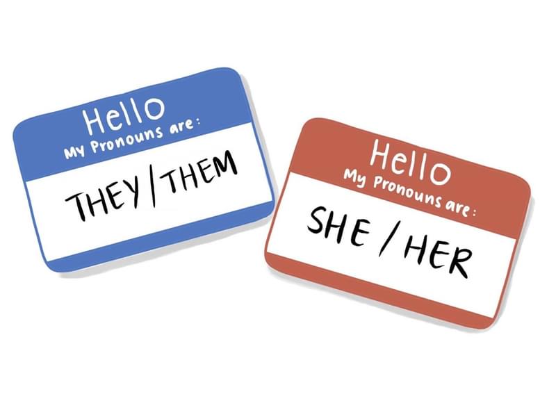 Name tags with different pronouns
