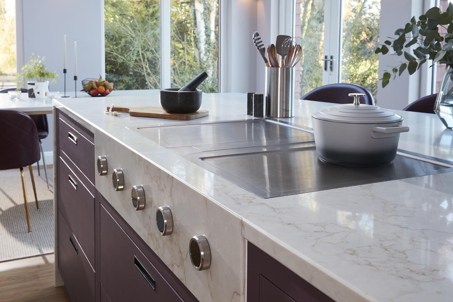 Quartz Kitchen island with storage