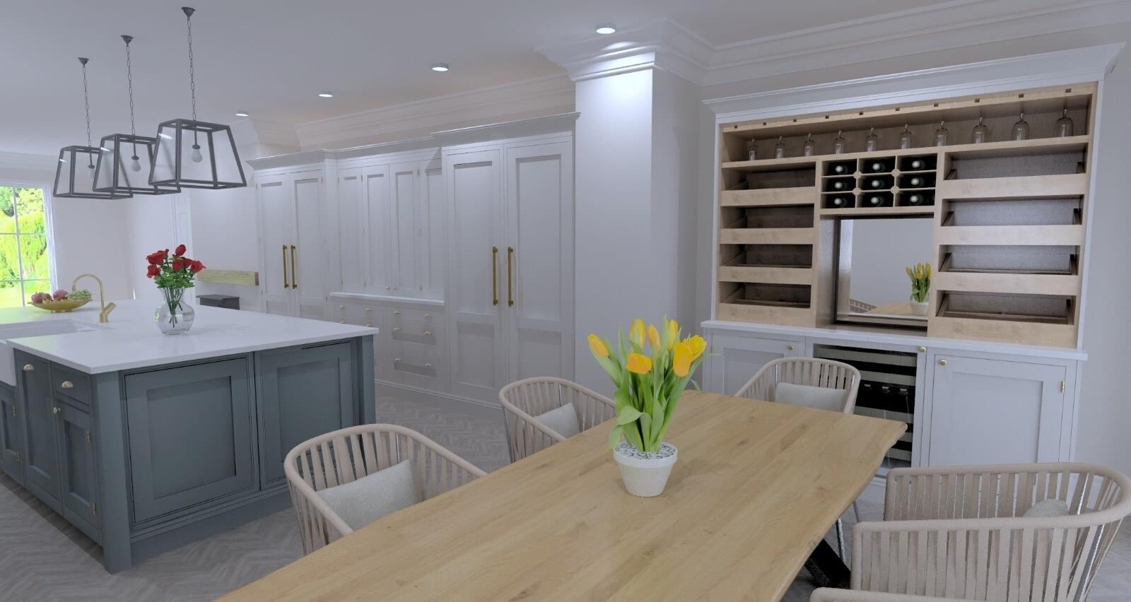 A cgi render of the kitchen design