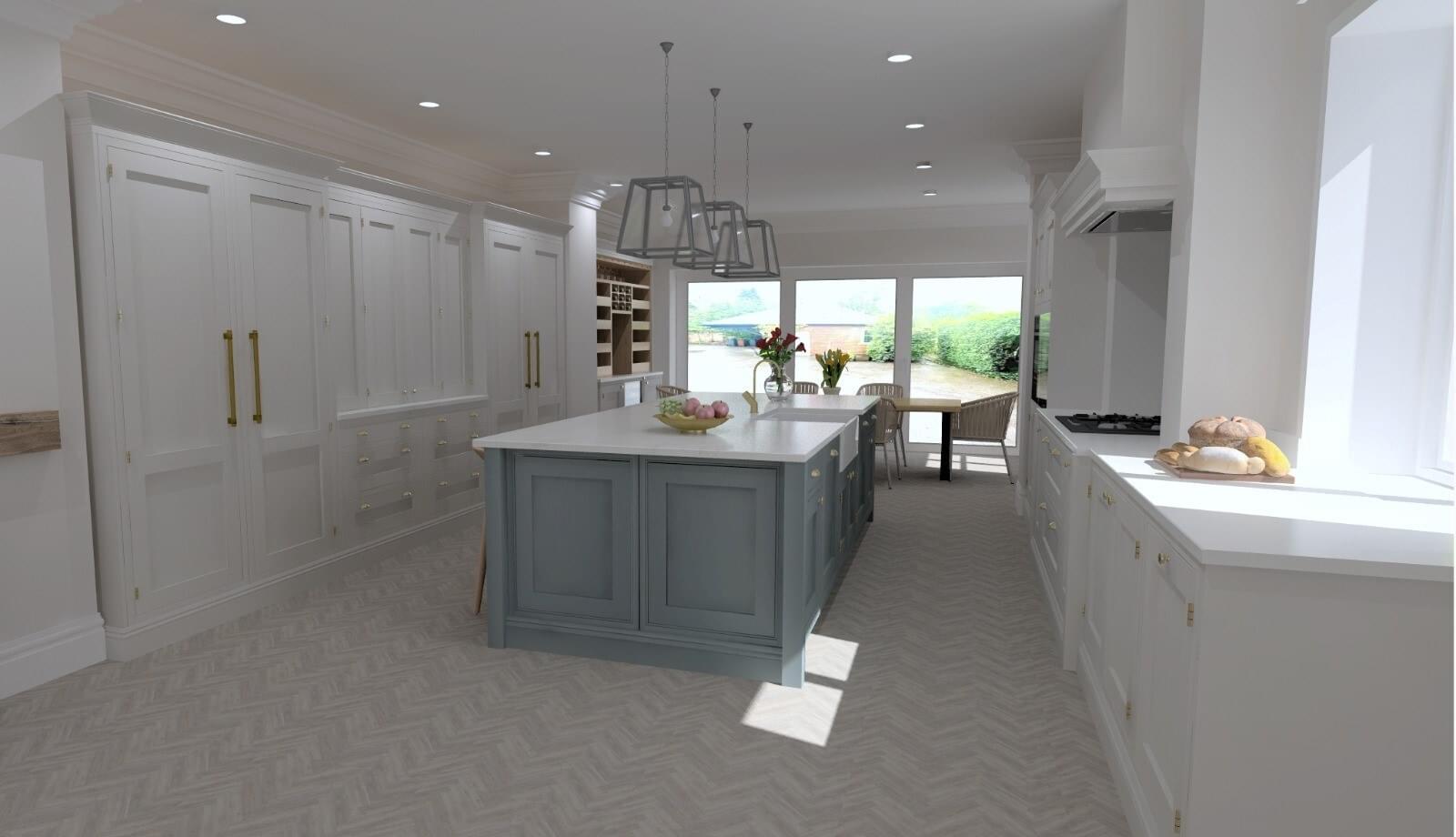 A cgi render of the kitchen design