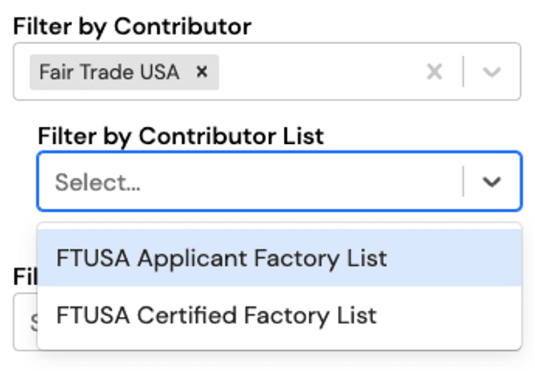 Image shows a screenshot of how to filter by contributor list.