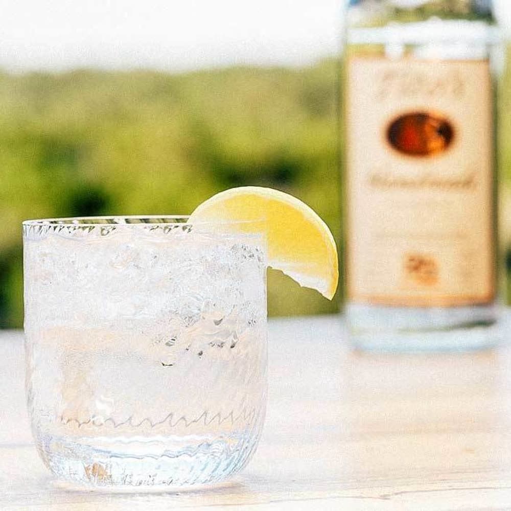 Tito's Water Lemon with Tito's 25th Anniversary bottle