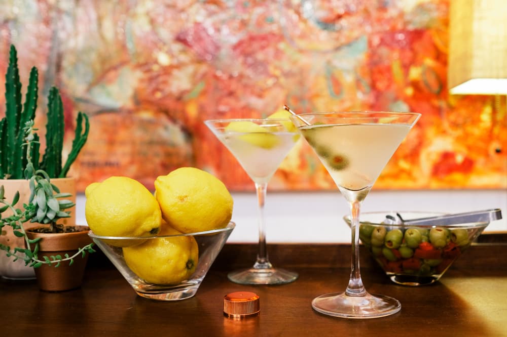 Tito's Vodka Martinis with lemons and olives