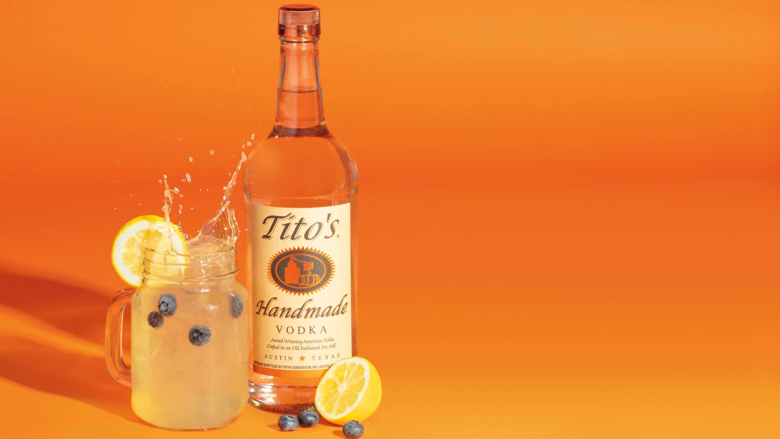 Tito's Berry Lemonade in a mason jar mug