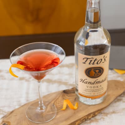 Tito's Cosmo in a martini glass