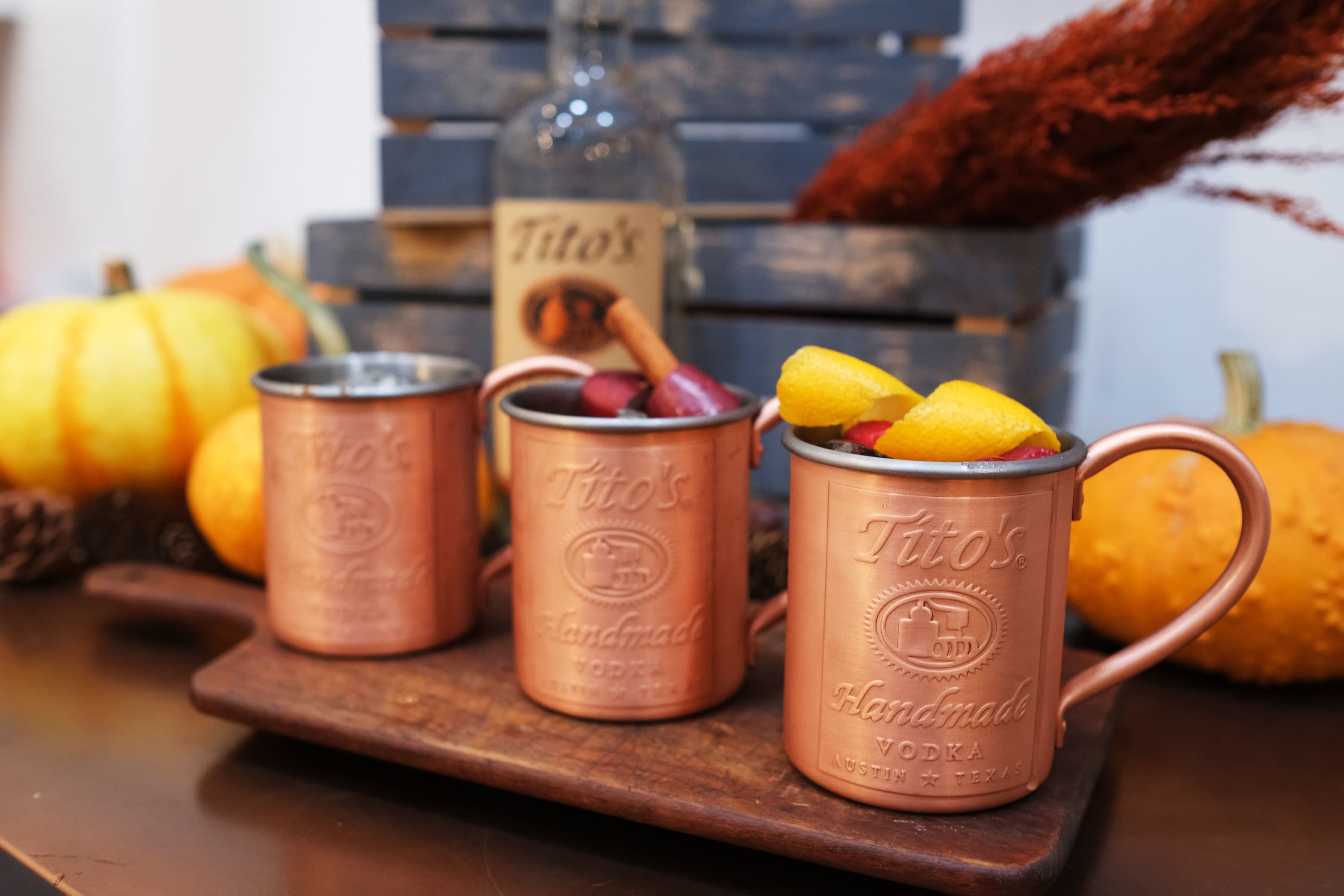 Tito's Vodka Moscow Mule with berries and lemon
