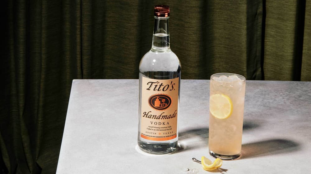 Tito's Shandy and a bottle of Tito's Handmade Vodka