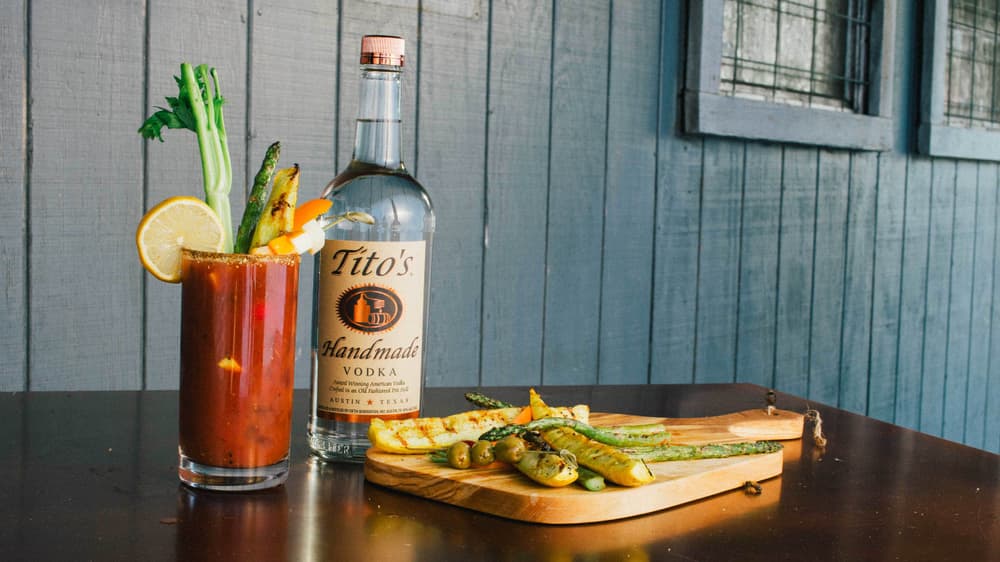 Tito's Smoked Bloody Mary with grilled garnishes