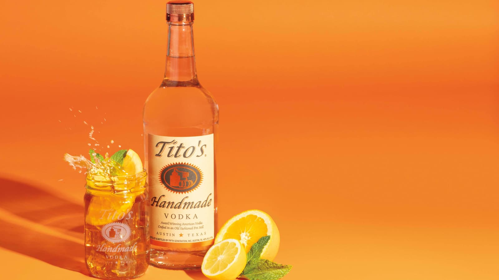 Tito's Spiced Tea in a mason jar
