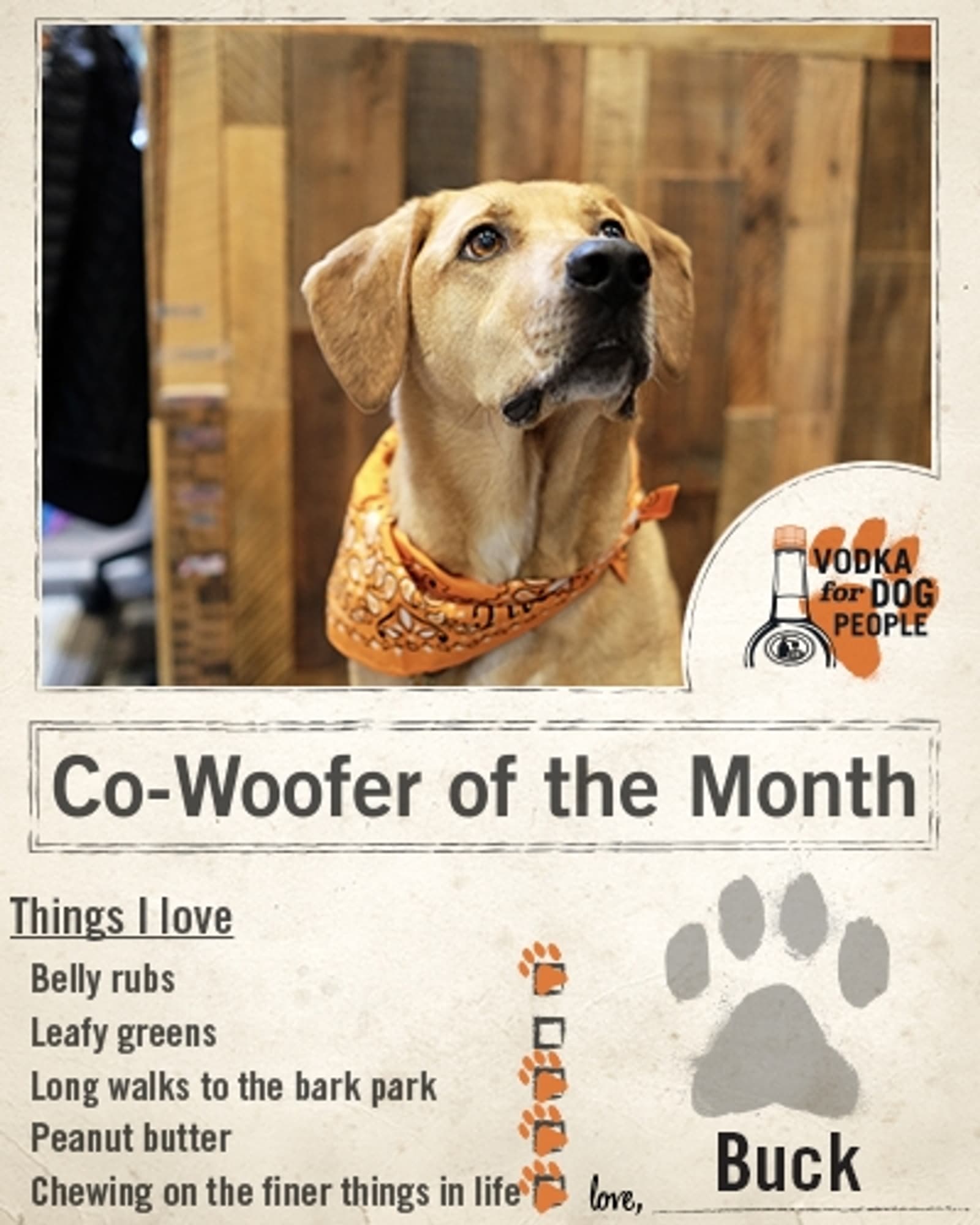 Tito's Vodka Co-Woofer of the Month Dog Questionnaire