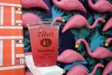 tito's vodka cocktail with flamingos