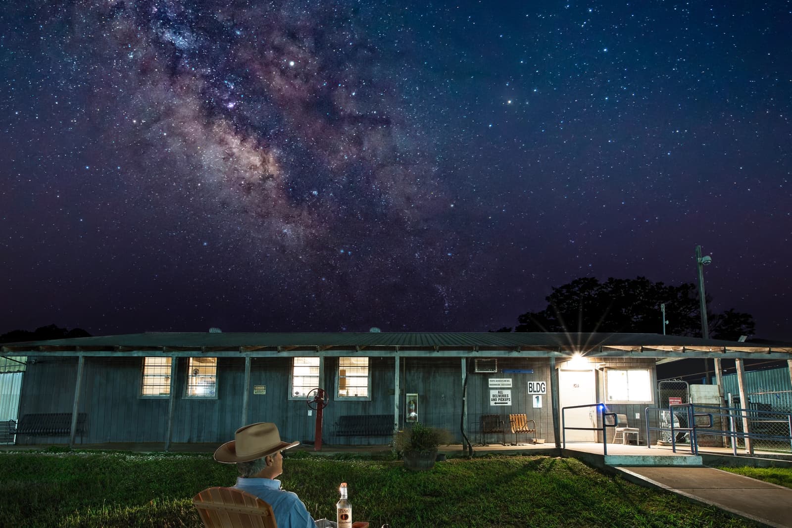 Tito's Vodka Mockingbird Distillery and Night Sky