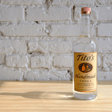 Tito's Handmade Vodka bottle on a countertop