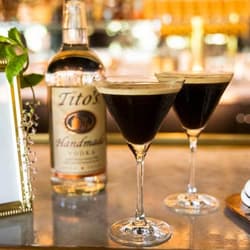 Tito's espresso martinis on bar top