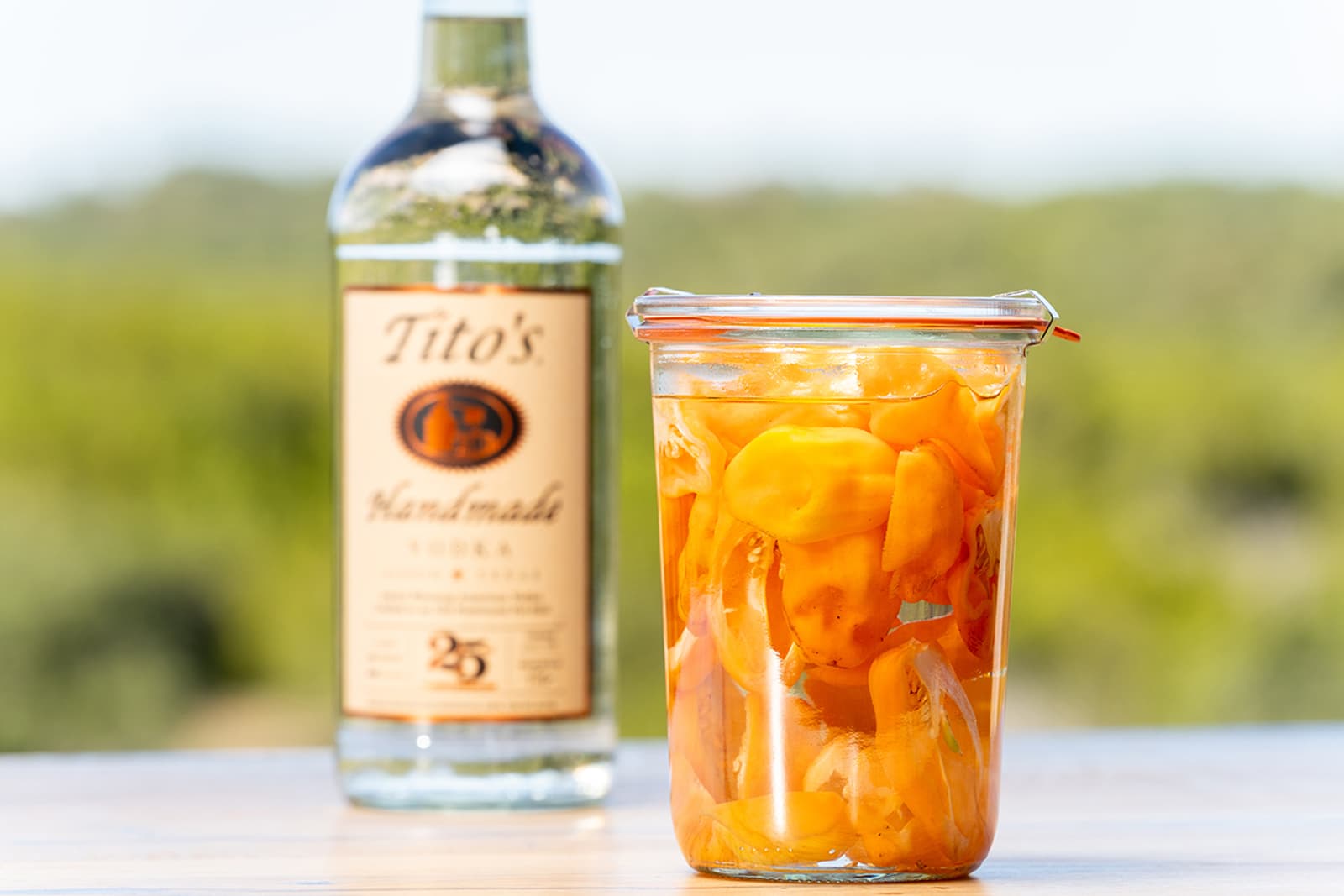 Tito's Habanero Infusion with Tito's 25th Anniversary Bottle