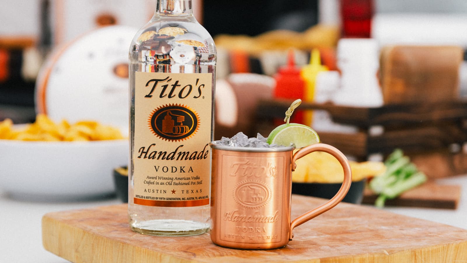 Tito's Brewed Mule in a Tito's Copper Mug