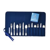 12-piece silver cutlery roll in dark blue from Town Talk Polish Co.