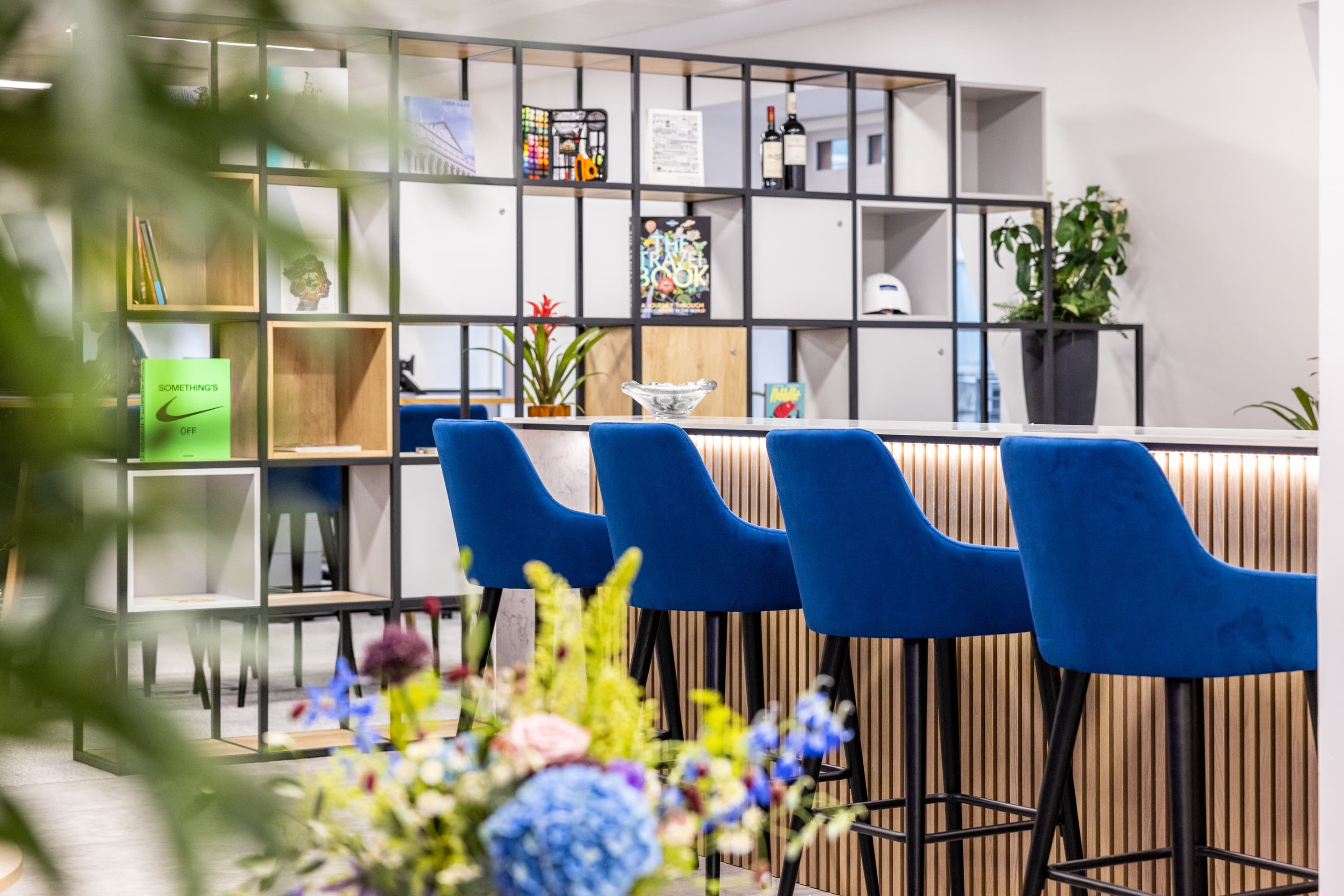 breakfast bar and upholstered bar stools